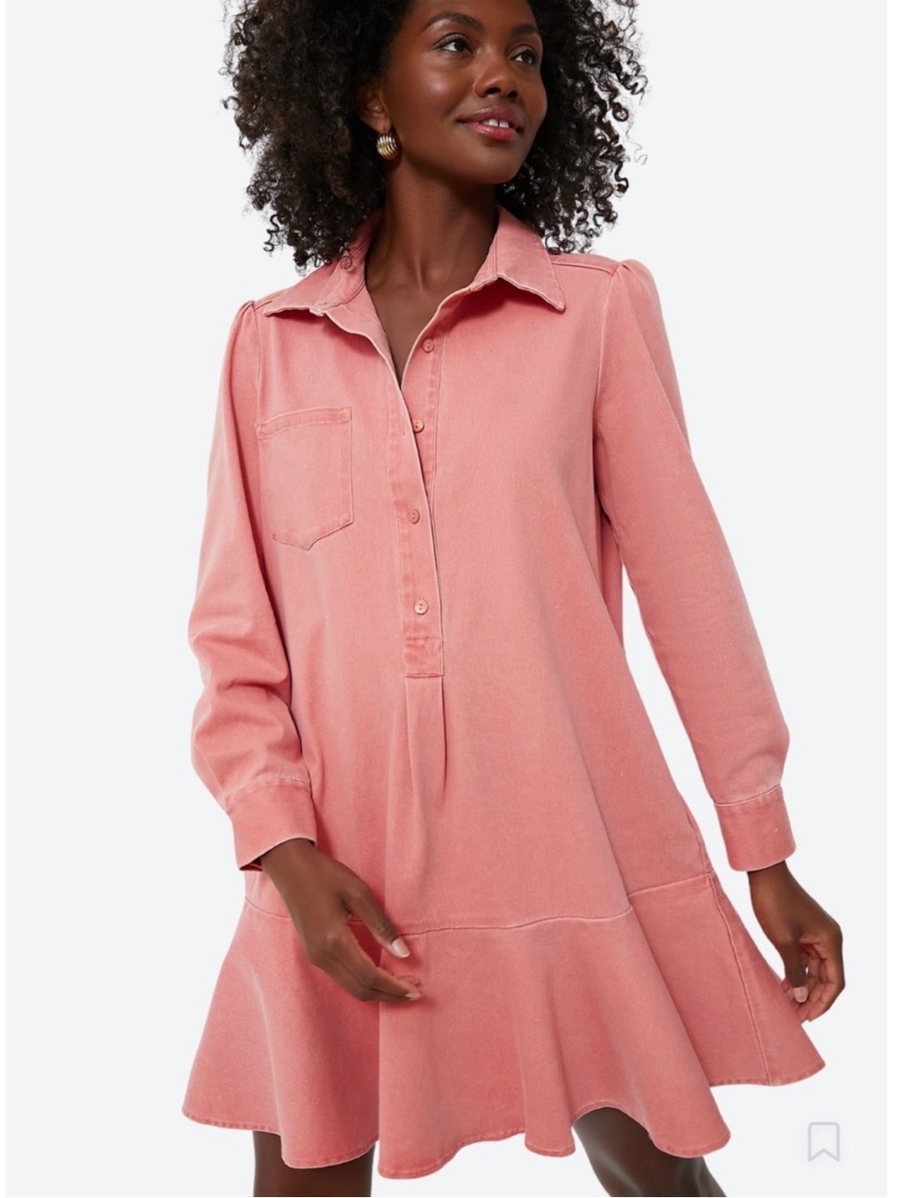 Tuckernuck Nantucket Red Stretch Twill Callahan Shirt Dress Long Sleeve Size S